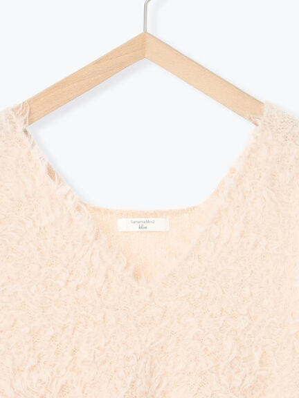 ふわふわショート丈ニットベスト(グレー/キナリ/Sグレー)|Samansa Mos2 blue(サマンサモスモス ブルー)通販