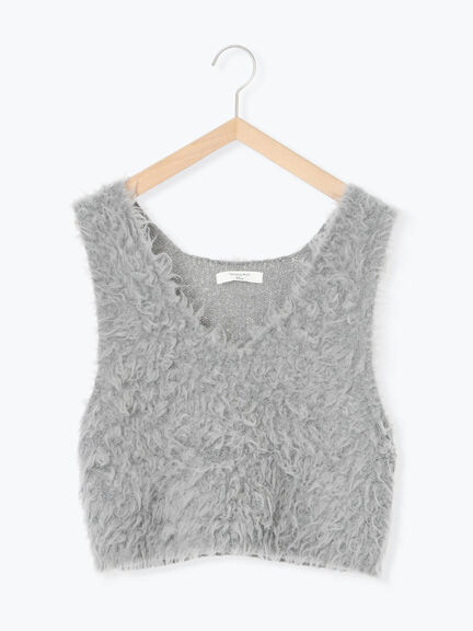 ふわふわショート丈ニットベスト(グレー/キナリ/Sグレー)|Samansa Mos2 blue(サマンサモスモス ブルー)通販