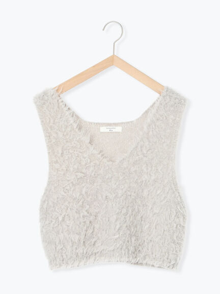 ふわふわショート丈ニットベスト(グレー/キナリ/Sグレー)|Samansa Mos2 blue(サマンサモスモス ブルー)通販