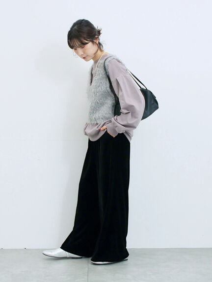 ふわふわショート丈ニットベスト(グレー/キナリ/Sグレー)|Samansa Mos2 blue(サマンサモスモス ブルー)通販