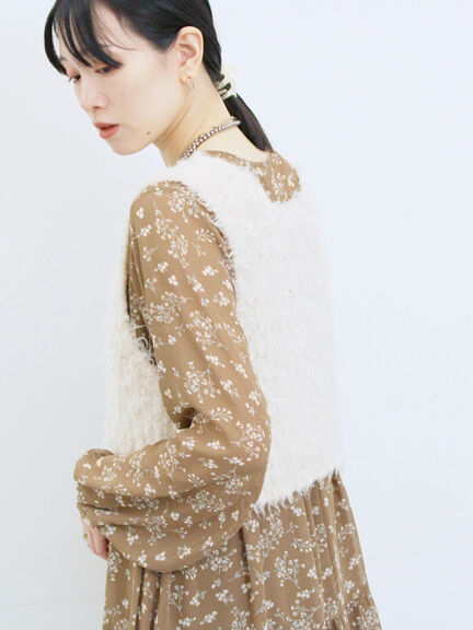 ふわふわショート丈ニットベスト(グレー/キナリ/Sグレー)|Samansa Mos2 blue(サマンサモスモス ブルー)通販