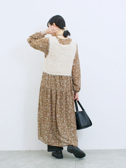 ふわふわショート丈ニットベスト(グレー/キナリ/Sグレー)|Samansa Mos2 blue(サマンサモスモス ブルー)通販