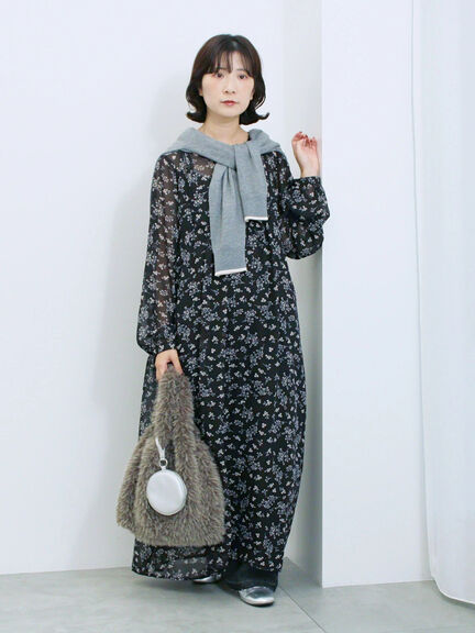 ◎花柄ワンピース(ブラック/ブラウン/キナリ)|Samansa Mos2 blue(サマンサモスモス ブルー)通販