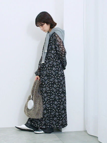 ◎花柄ワンピース(ブラック/ブラウン/キナリ)|Samansa Mos2 blue(サマンサモスモス ブルー)通販