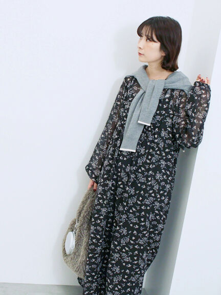 ◎花柄ワンピース(ブラック/ブラウン/キナリ)|Samansa Mos2 blue(サマンサモスモス ブルー)通販