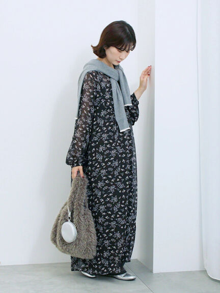 ◎花柄ワンピース(ブラック/ブラウン/キナリ)|Samansa Mos2 blue(サマンサモスモス ブルー)通販