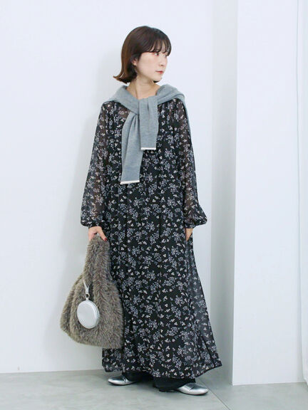 ◎花柄ワンピース(ブラック/ブラウン/キナリ)|Samansa Mos2 blue(サマンサモスモス ブルー)通販