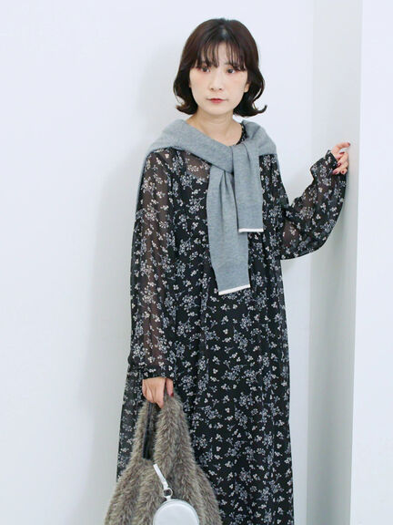 ◎花柄ワンピース(ブラック/ブラウン/キナリ)|Samansa Mos2 blue(サマンサモスモス ブルー)通販