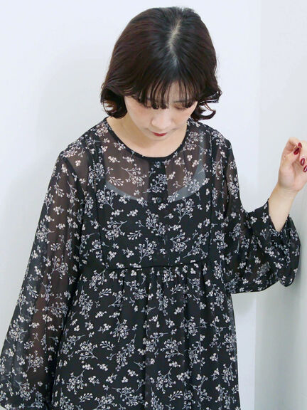 ◎花柄ワンピース(ブラック/ブラウン/キナリ)|Samansa Mos2 blue(サマンサモスモス ブルー)通販