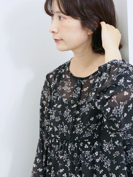 ◎花柄ワンピース(ブラック/ブラウン/キナリ)|Samansa Mos2 blue(サマンサモスモス ブルー)通販