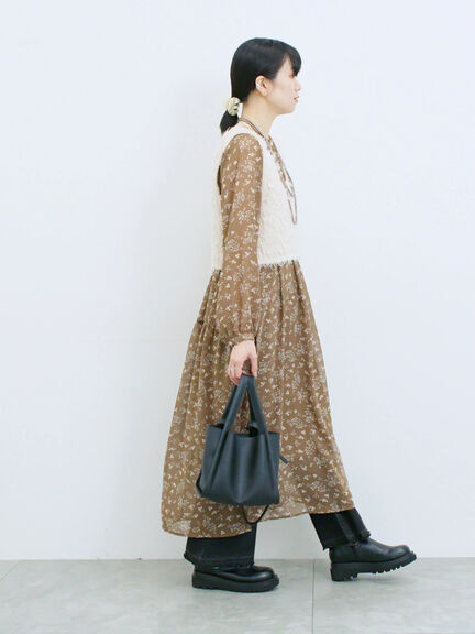 ◎花柄ワンピース(ブラック/ブラウン/キナリ)|Samansa Mos2 blue(サマンサモスモス ブルー)通販