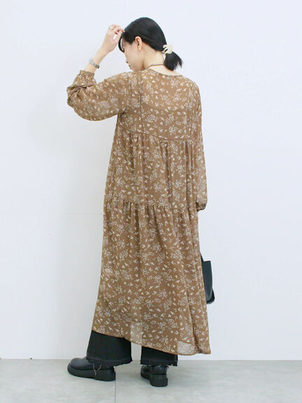 ◎花柄ワンピース(ブラック/ブラウン/キナリ)|Samansa Mos2 blue(サマンサモスモス ブルー)通販