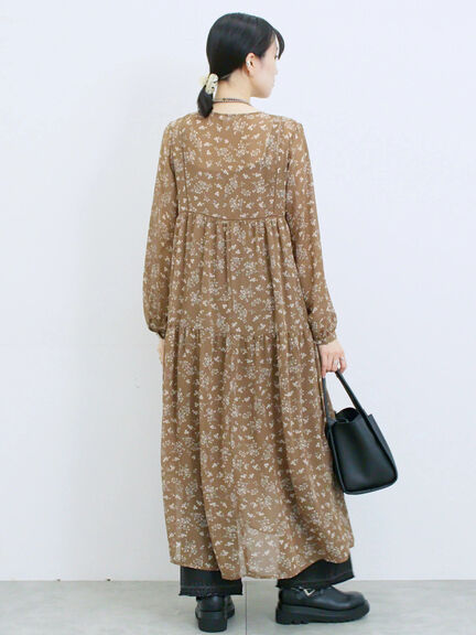 ◎花柄ワンピース(ブラック/ブラウン/キナリ)|Samansa Mos2 blue(サマンサモスモス ブルー)通販