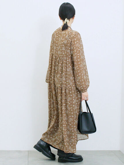 ◎花柄ワンピース(ブラック/ブラウン/キナリ)|Samansa Mos2 blue(サマンサモスモス ブルー)通販