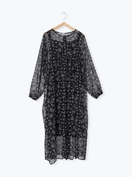 ◎花柄ワンピース(ブラック/ブラウン/キナリ)|Samansa Mos2 blue(サマンサモスモス ブルー)通販