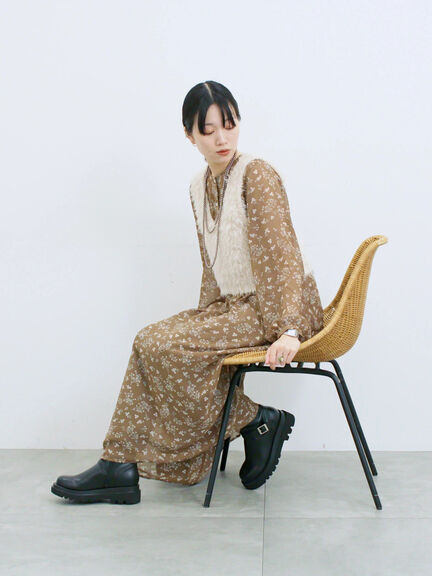 ◎花柄ワンピース(ブラック/ブラウン/キナリ)|Samansa Mos2 blue(サマンサモスモス ブルー)通販