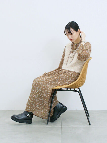 ◎花柄ワンピース(ブラック/ブラウン/キナリ)|Samansa Mos2 blue(サマンサモスモス ブルー)通販