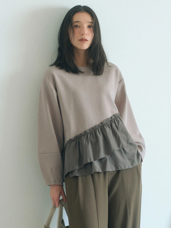 ペプラムドッキングプルオーバー(ブラック/ベージュ/キナリ)|Samansa Mos2 blue(サマンサモスモス ブルー)通販