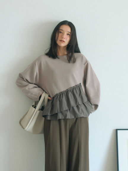 ペプラムドッキングプルオーバー(ブラック/ベージュ/キナリ)|Samansa Mos2 blue(サマンサモスモス ブルー)通販