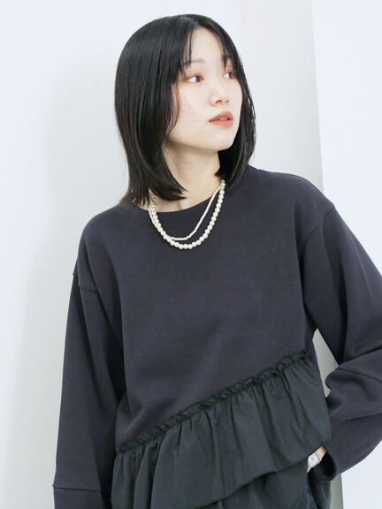 ペプラムドッキングプルオーバー(ブラック/ベージュ/キナリ)|Samansa Mos2 blue(サマンサモスモス ブルー)通販