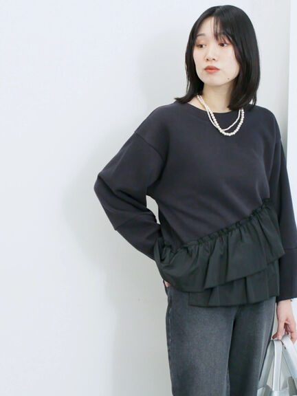 ペプラムドッキングプルオーバー(ブラック/ベージュ/キナリ)|Samansa Mos2 blue(サマンサモスモス ブルー)通販