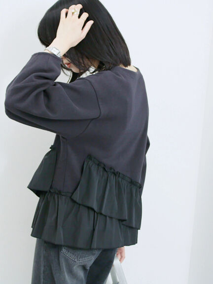 ペプラムドッキングプルオーバー(ブラック/ベージュ/キナリ)|Samansa Mos2 blue(サマンサモスモス ブルー)通販