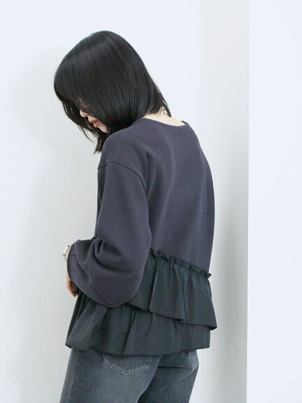 ペプラムドッキングプルオーバー(ブラック/ベージュ/キナリ)|Samansa Mos2 blue(サマンサモスモス ブルー)通販