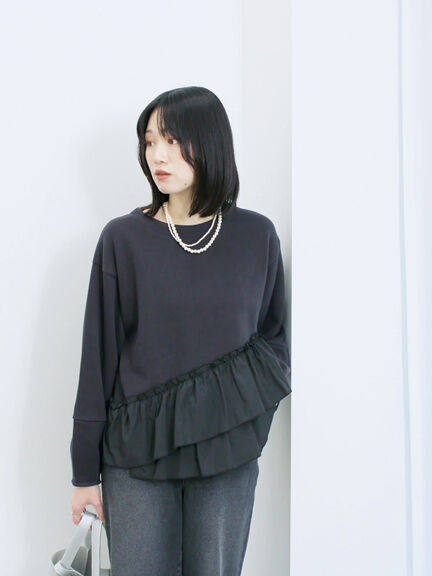 ペプラムドッキングプルオーバー(ブラック/ベージュ/キナリ)|Samansa Mos2 blue(サマンサモスモス ブルー)通販