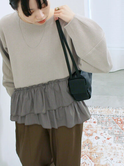 ペプラムドッキングプルオーバー(ブラック/ベージュ/キナリ)|Samansa Mos2 blue(サマンサモスモス ブルー)通販