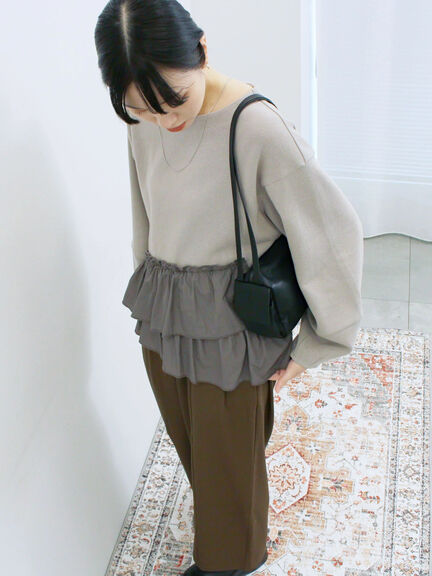 ペプラムドッキングプルオーバー(ブラック/ベージュ/キナリ)|Samansa Mos2 blue(サマンサモスモス ブルー)通販