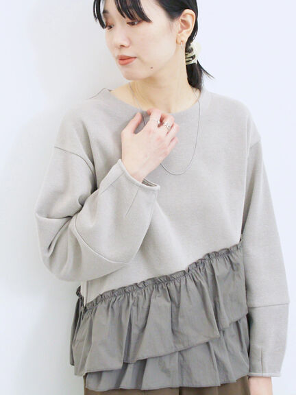 ペプラムドッキングプルオーバー(ブラック/ベージュ/キナリ)|Samansa Mos2 blue(サマンサモスモス ブルー)通販