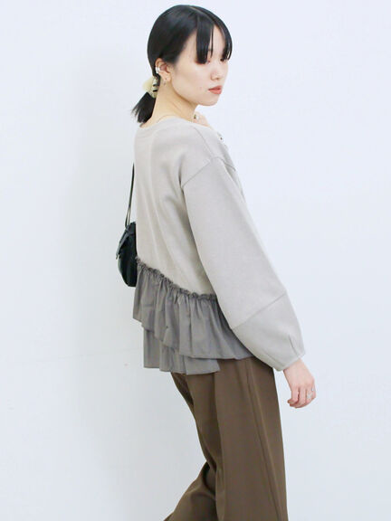 ペプラムドッキングプルオーバー(ブラック/ベージュ/キナリ)|Samansa Mos2 blue(サマンサモスモス ブルー)通販