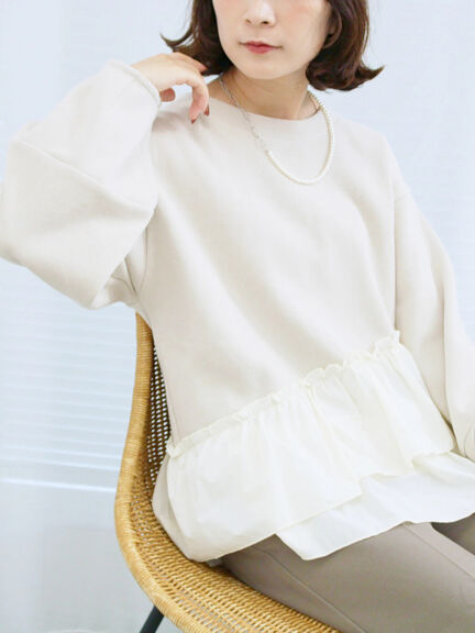 ペプラムドッキングプルオーバー(ブラック/ベージュ/キナリ)|Samansa Mos2 blue(サマンサモスモス ブルー)通販