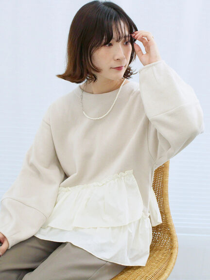 ペプラムドッキングプルオーバー(ブラック/ベージュ/キナリ)|Samansa Mos2 blue(サマンサモスモス ブルー)通販