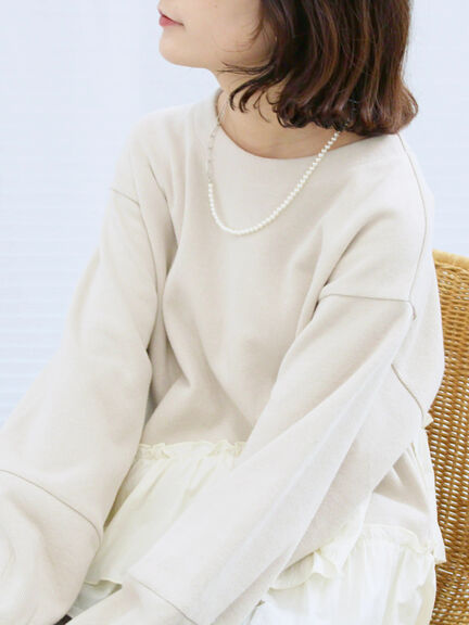 ペプラムドッキングプルオーバー(ブラック/ベージュ/キナリ)|Samansa Mos2 blue(サマンサモスモス ブルー)通販