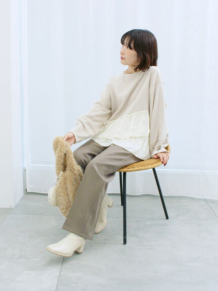 ペプラムドッキングプルオーバー(ブラック/ベージュ/キナリ)|Samansa Mos2 blue(サマンサモスモス ブルー)通販