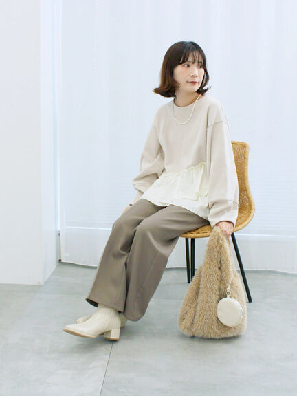 ペプラムドッキングプルオーバー(ブラック/ベージュ/キナリ)|Samansa Mos2 blue(サマンサモスモス ブルー)通販