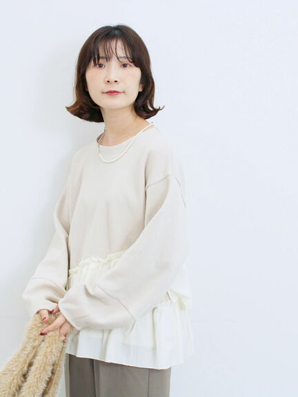 ペプラムドッキングプルオーバー(ブラック/ベージュ/キナリ)|Samansa Mos2 blue(サマンサモスモス ブルー)通販