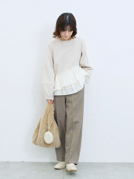 ペプラムドッキングプルオーバー(ブラック/ベージュ/キナリ)|Samansa Mos2 blue(サマンサモスモス ブルー)通販