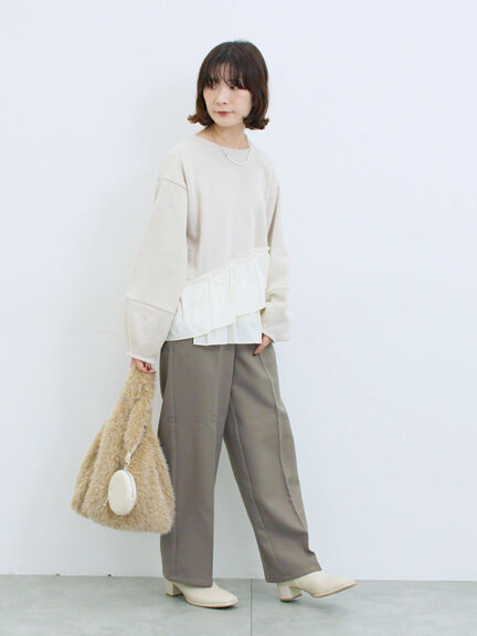 ペプラムドッキングプルオーバー(ブラック/ベージュ/キナリ)|Samansa Mos2 blue(サマンサモスモス ブルー)通販