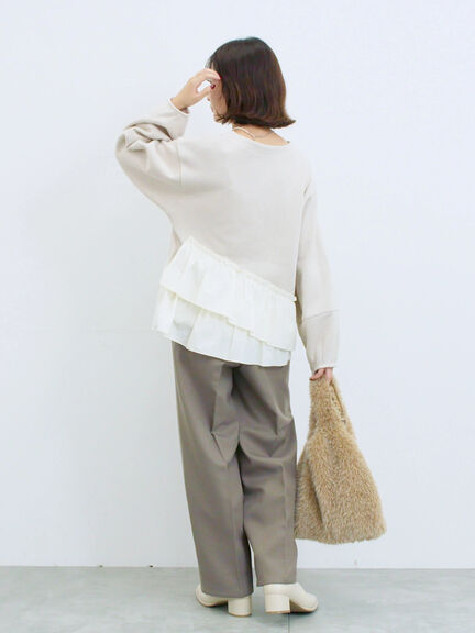 ペプラムドッキングプルオーバー(ブラック/ベージュ/キナリ)|Samansa Mos2 blue(サマンサモスモス ブルー)通販