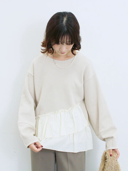 ペプラムドッキングプルオーバー(ブラック/ベージュ/キナリ)|Samansa Mos2 blue(サマンサモスモス ブルー)通販