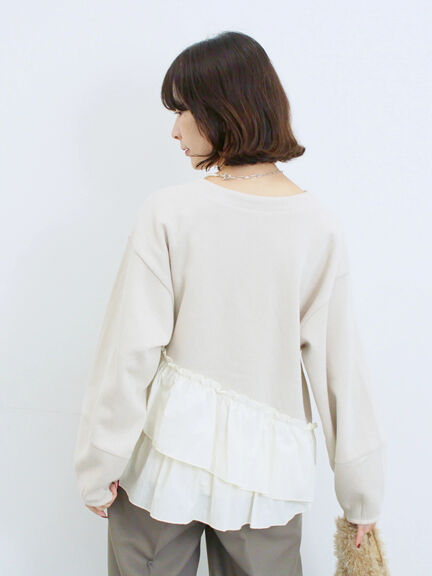 ペプラムドッキングプルオーバー(ブラック/ベージュ/キナリ)|Samansa Mos2 blue(サマンサモスモス ブルー)通販