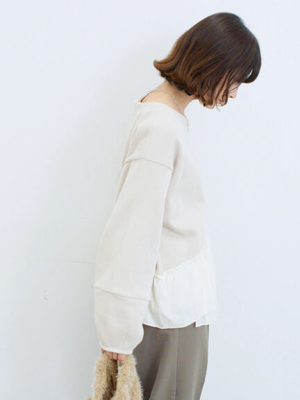 ペプラムドッキングプルオーバー(ブラック/ベージュ/キナリ)|Samansa Mos2 blue(サマンサモスモス ブルー)通販