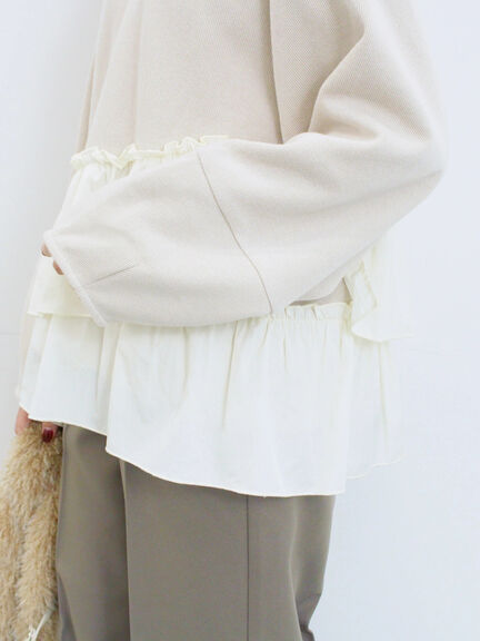 ペプラムドッキングプルオーバー(ブラック/ベージュ/キナリ)|Samansa Mos2 blue(サマンサモスモス ブルー)通販