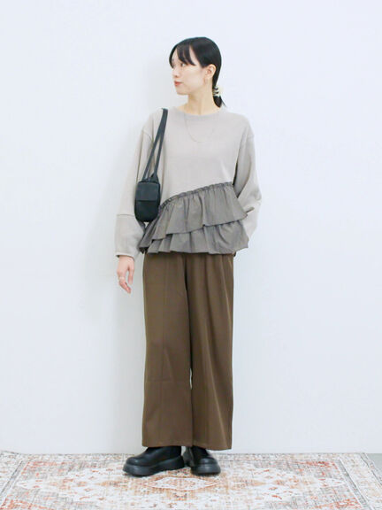 ペプラムドッキングプルオーバー(ブラック/ベージュ/キナリ)|Samansa Mos2 blue(サマンサモスモス ブルー)通販