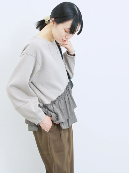 ペプラムドッキングプルオーバー(ブラック/ベージュ/キナリ)|Samansa Mos2 blue(サマンサモスモス ブルー)通販