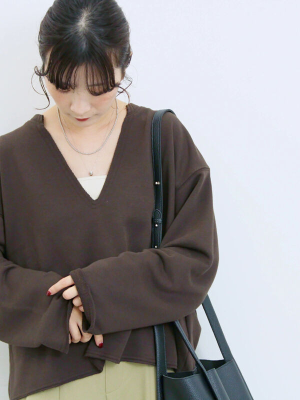 ◎裏毛深Vネックプルオーバー(ダークブラウン)|Samansa Mos2 blue(サマンサモスモス ブルー)通販