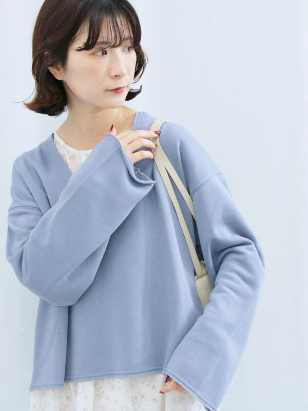 ◎裏毛深Vネックプルオーバー(ブルー)|Samansa Mos2 blue(サマンサモスモス ブルー)通販