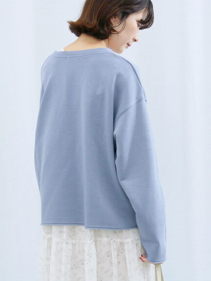 ◎裏毛深Vネックプルオーバー(グレー/ダークブラウン/ブルー)|Samansa Mos2 blue(サマンサモスモス ブルー)通販